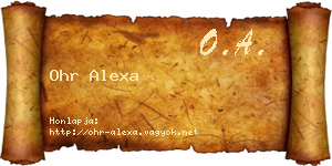 Ohr Alexa névjegykártya